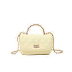 Cream leather quilted handbag with chain strap