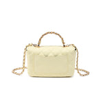 Cream leather quilted handbag with chain strap back