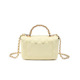 Cream leather quilted handbag with chain strap back