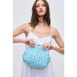 Light blue textured handbag with a chain strap model 