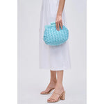 Light blue textured handbag with a chain strap model 2