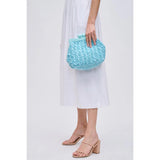 Light blue textured handbag with a chain strap model 2