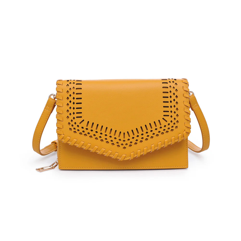Yellow handbag with cut-out design 