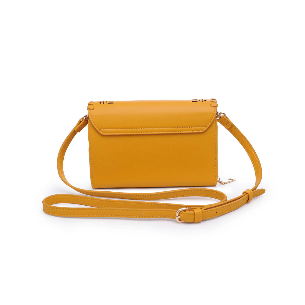 Yellow handbag with cut-out design back