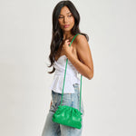 Green pleated handbag with a strap model 2