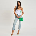 Green pleated handbag with a strap model 3