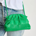 Green pleated handbag with a strap model 4