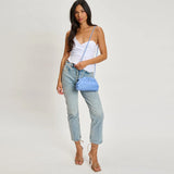 Blue pleated handbag with a strap model 3