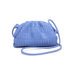 Blue pleated handbag with a strap 