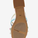 Colorful pastel heel with a light blue block heel sole