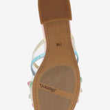 Colorful pastel heel with a light blue block heel sole