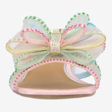 Colorful pastel heel with a light blue block heel toe box