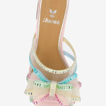 Colorful pastel heel with a light blue block heel top view