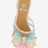 Colorful pastel heel with a light blue block heel top view