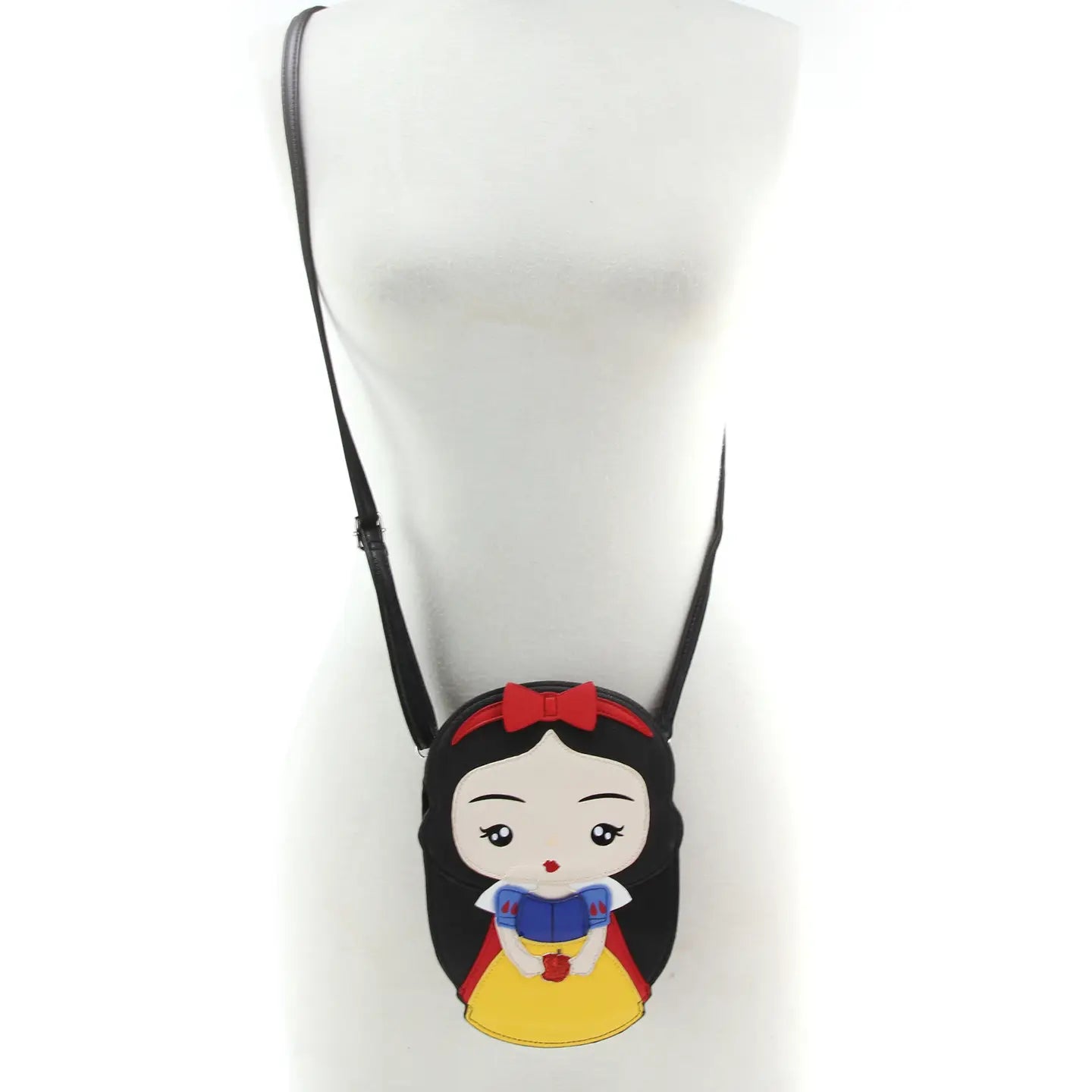 Snow White character holding apple purse model