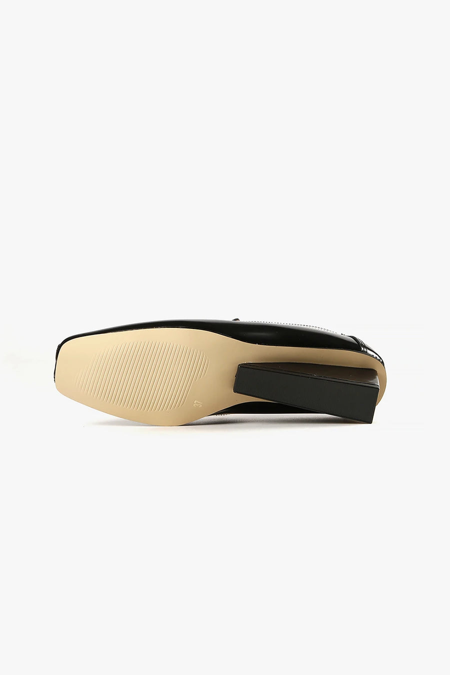 All Black Square Stud Wedge Loafer E044