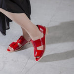 Red sandal with beige sole model