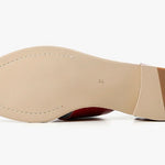 Red sandal with beige sole sole view