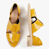 Yellow sandal with beige sole top & side view