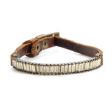 Gina Riley Crystal Baguette Bar Skinny Leather Bracelet 5036