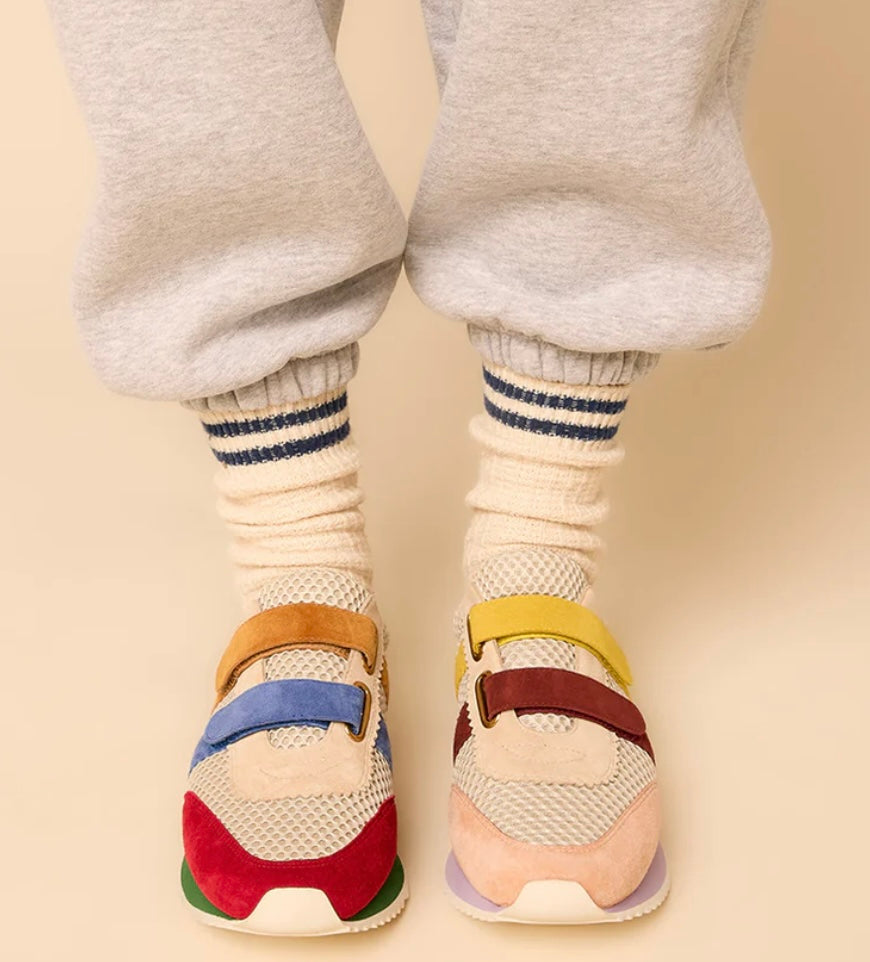 Multicolored velcro sneaker pair