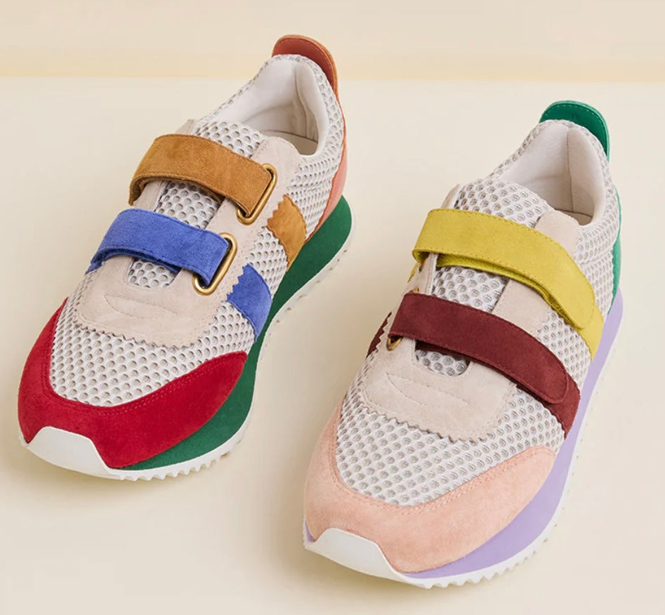 Multicolored velcro sneaker pair alt view