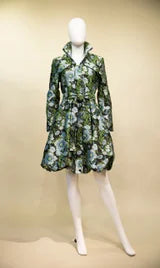 Samuel Dong Knit Pattern Jacquard A-Line Coat Dress