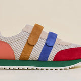 Multicolored velcro sneaker close-up
