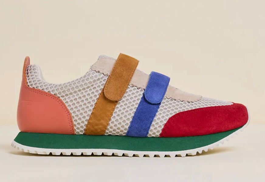 Multicolored velcro sneaker close-up