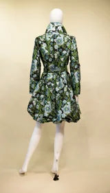 Samuel Dong Knit Pattern Jacquard A-Line Coat Dress