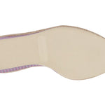 Beige shoe insole with purple border on a white background