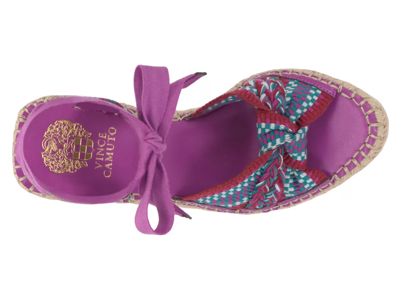 Purple sandal with a decorative strap on a white background