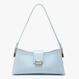 Light blue handbag with a strap close-up