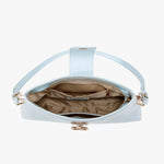 Light blue handbag with a strap  opening