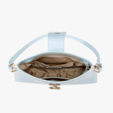 Light blue handbag with a strap  opening