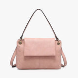 Pink handbag with gold accents 