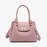 Mauve handbag with a strap close-up