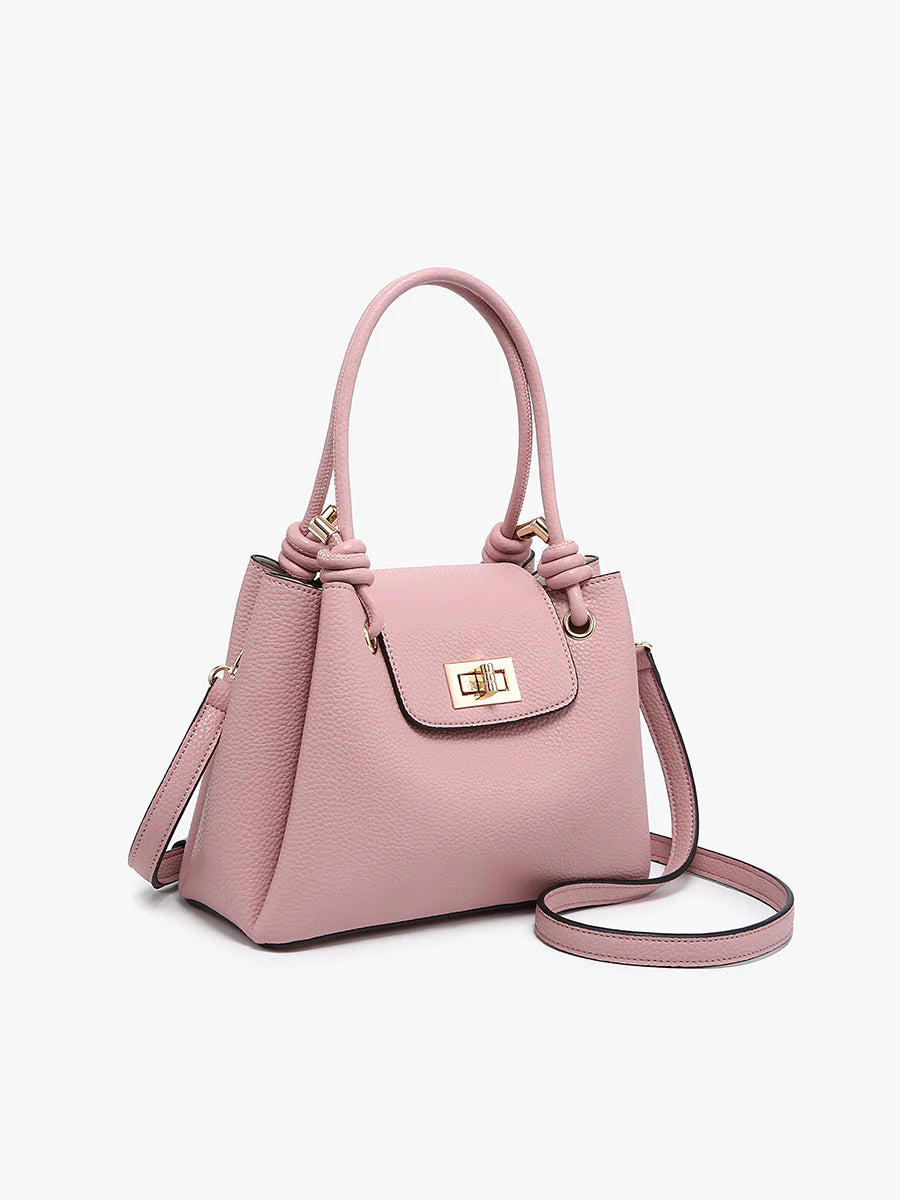 Mauve handbag with a strap alt view