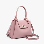 Mauve handbag with a strap alt view