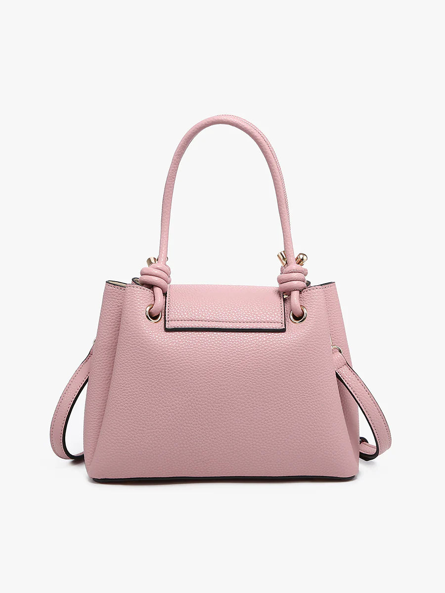 Mauve handbag with a strap back