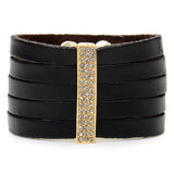 Gina Riley Pave Crystal Leather Bar Bracelet RR1029