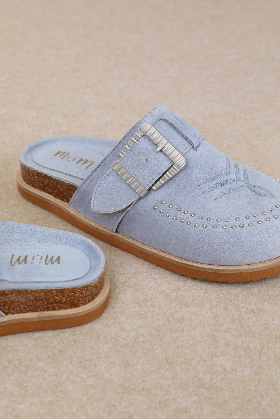 Light blue slipper with a buckle pair 2
