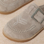 Light brown suede slipper with a strap pair 2