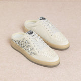 Beige sneaker with jewel embellishments pair