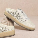 Beige sneaker with jewel embellishments pair 4