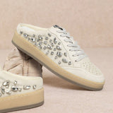 Beige sneaker with jewel embellishments pair 4