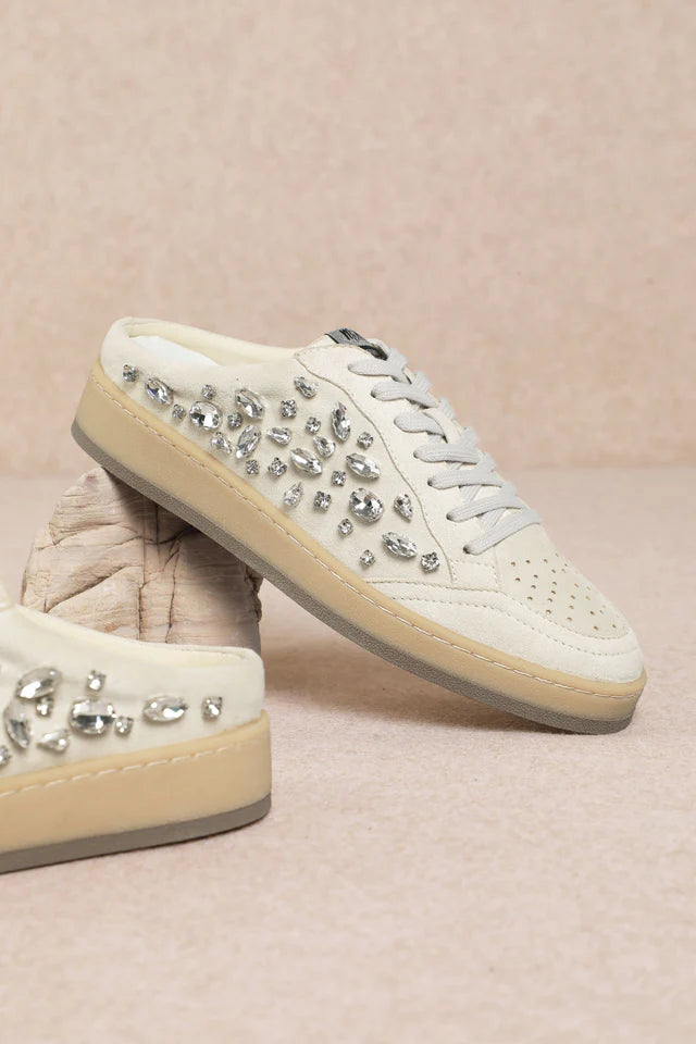 Beige sneaker with jewel embellishments pair 4