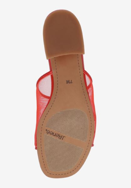 Red heel with decorative cherry elements sole