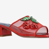 Red heel with decorative cherry elements side