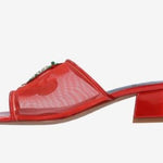 Red heel with decorative cherry elements inside